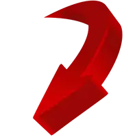 3D red arrow with downward left direction